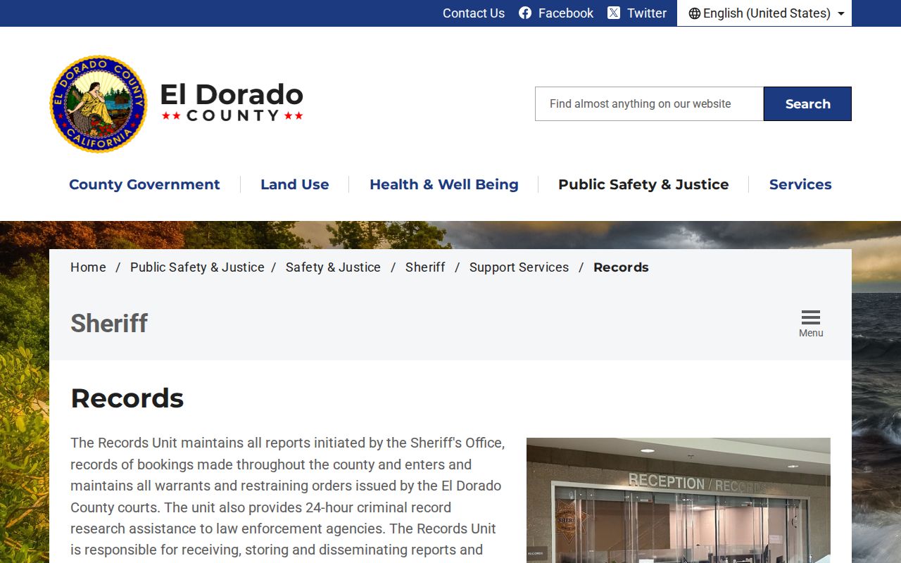 El Dorado County warrant self-check and sheriff records instructions